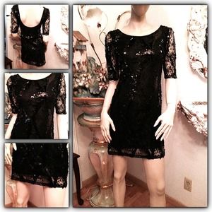 NWOT Black Lace Sequins