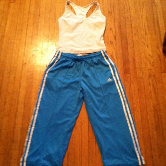 2 for 1! Adidas blue track crops & body post tank!