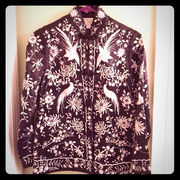 Embroidered silk Asian dress jacket