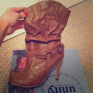 Brown heeled boots