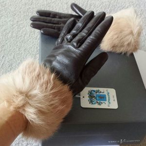 Leather Gloves Portolano with real fur Brand New!