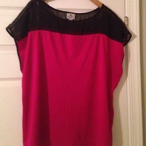 Cute raspberry top with sheer black top