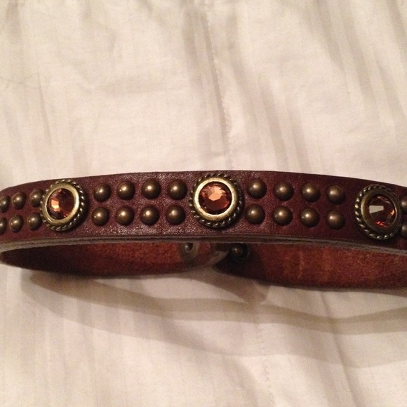 Leather rock cognac leather double wrap bracelet