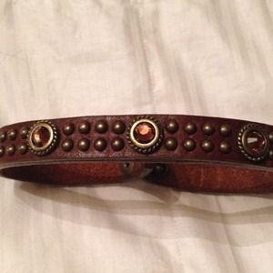 Leather rock cognac leather double wrap bracelet