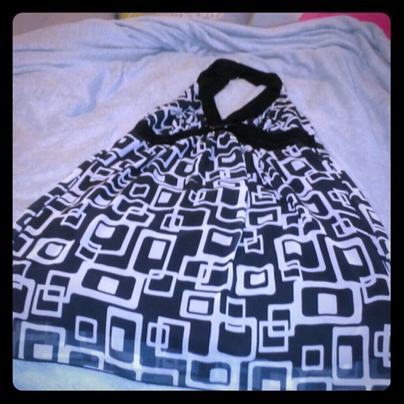 TORRID Black and White Shiffon halter dress