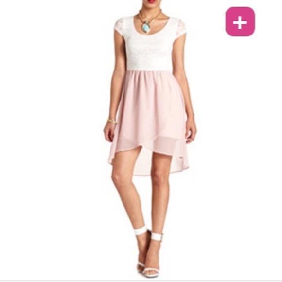 SOLD**** Lace white and pink high low summer dress