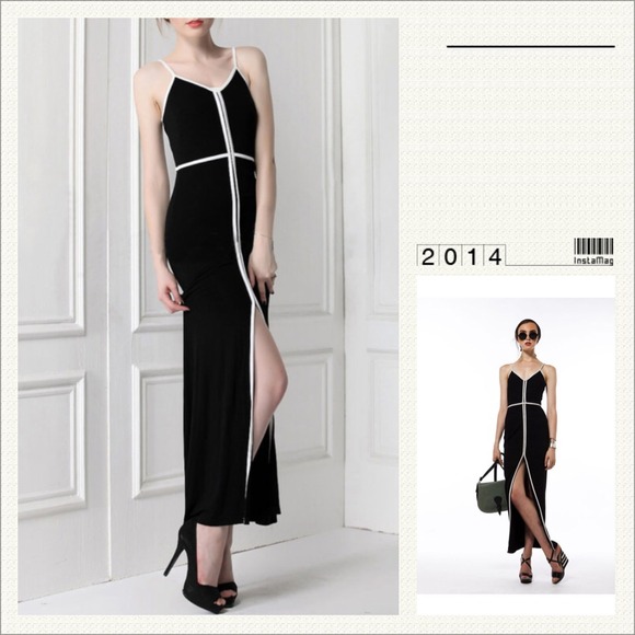 New Cozy Modal Black HighSlit Summer Dress Size4 S