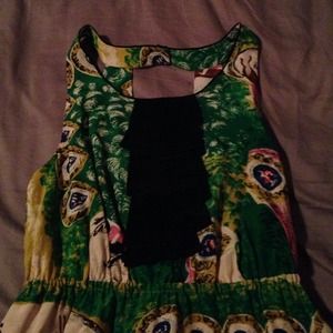 Anthropologie ruffle front horse print dress