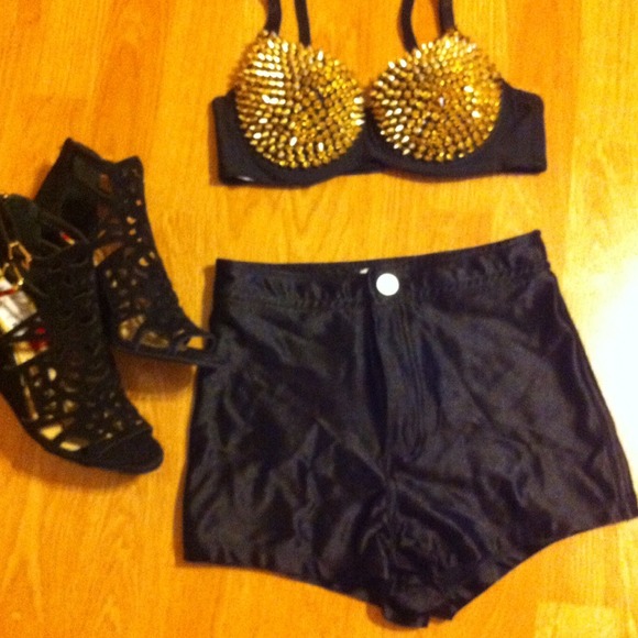 Gold studded bra