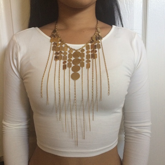 💰SOLD IN BUNDLE |  Gold disks/chains bib necklace - Picture 3 of 4