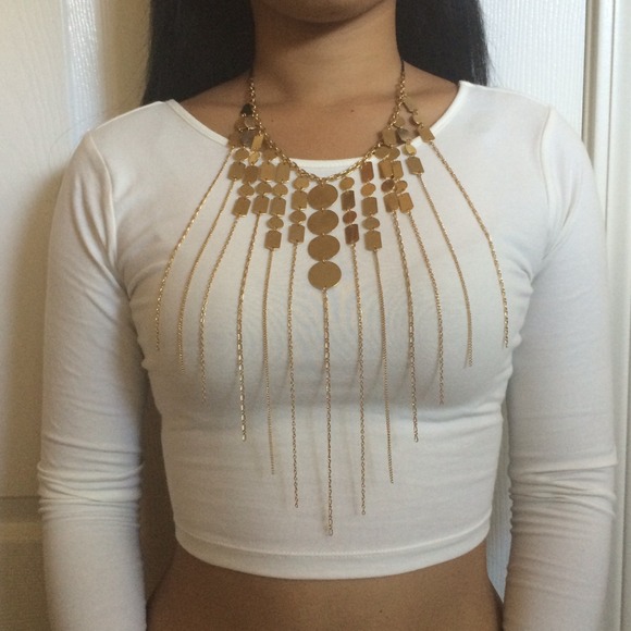💰SOLD IN BUNDLE |  Gold disks/chains bib necklace - Picture 4 of 4