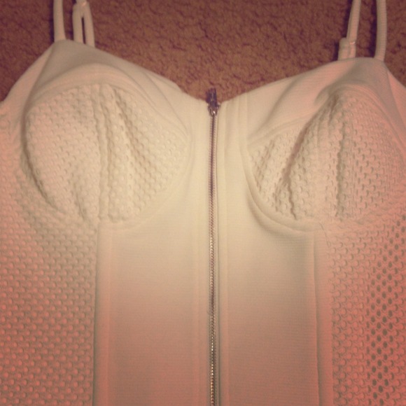 NWT white zip up bustier