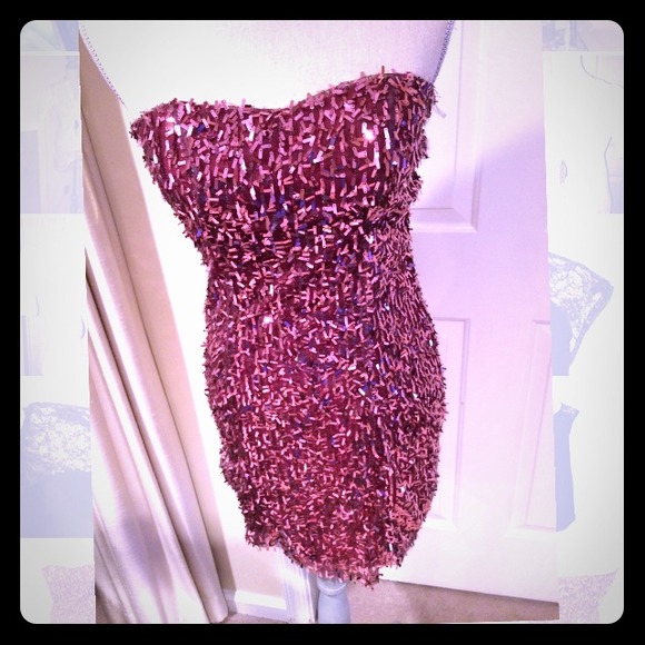 Pink sequin dress S