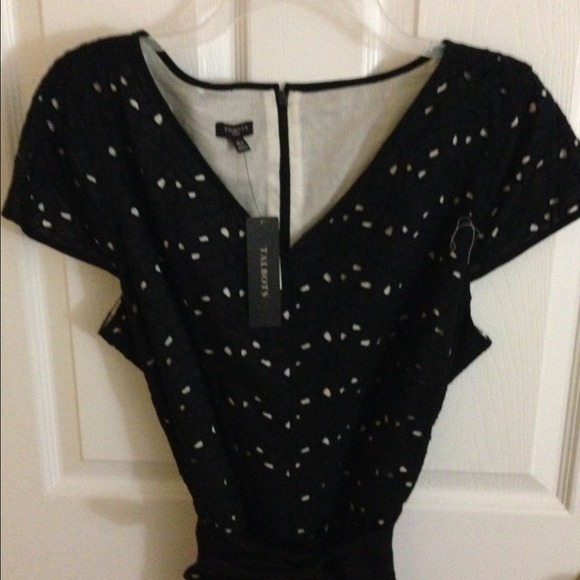 Talbots black eyelet dress with ribbon tie