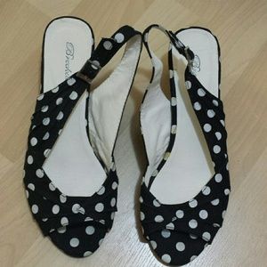 Brickelle's black and white polka dots slingback