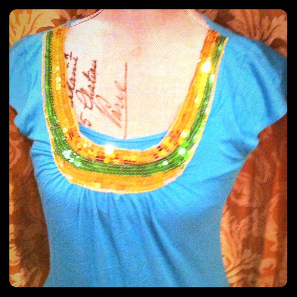 Teal sequined top