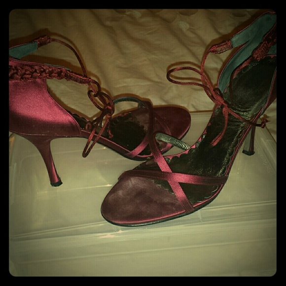 Burgundy Satin Pumps