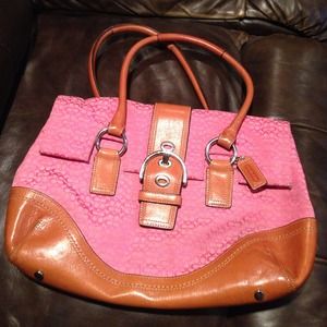 Authentic coach bag pink canvas