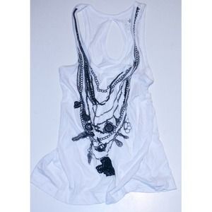 Loosely fitted tank. Racer back with key hole.