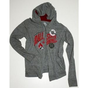 Ball State University. Grey jacket.