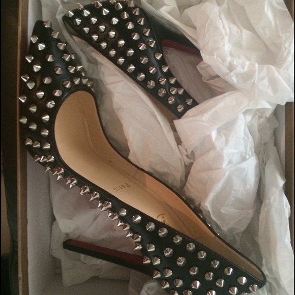 Christian Louboutin Pigalle Spikes- black/ Silver - Picture 1 of 2