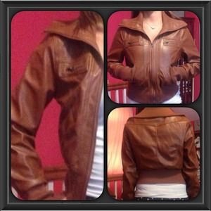 Tan leather jacket