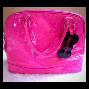 LOUNGEFLY Hello Kitty Embossed Hot Pink Bowler Bag