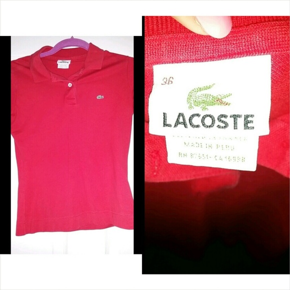Red Lacoste shirt
