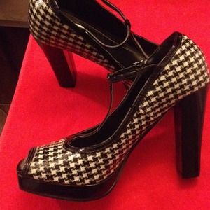 Black/white checker dollhouse shoes
