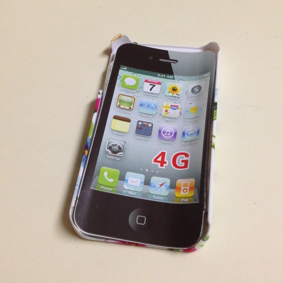 White Floral iPhone 4 4S Rubber Hard Case - Picture 3 of 3