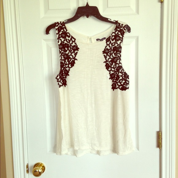 New Price! White tank with black velvet detailing!