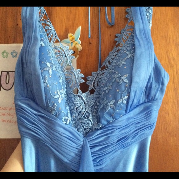 Blue long prom dress