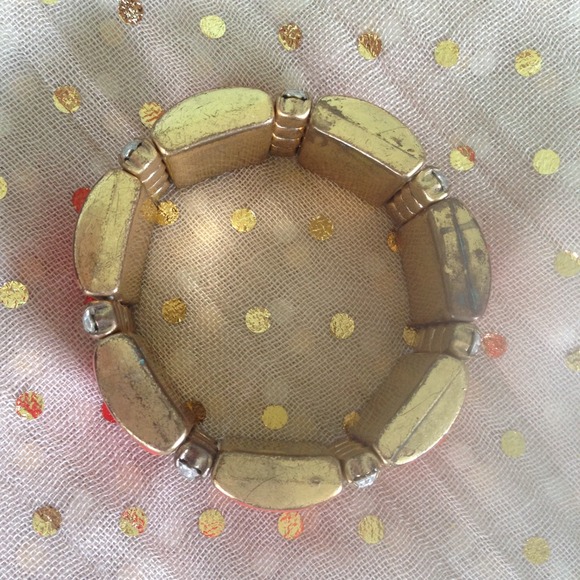 🚫SOLD🚫JCrew Orange Rhinestone Stretch Bracelet - Picture 3 of 4