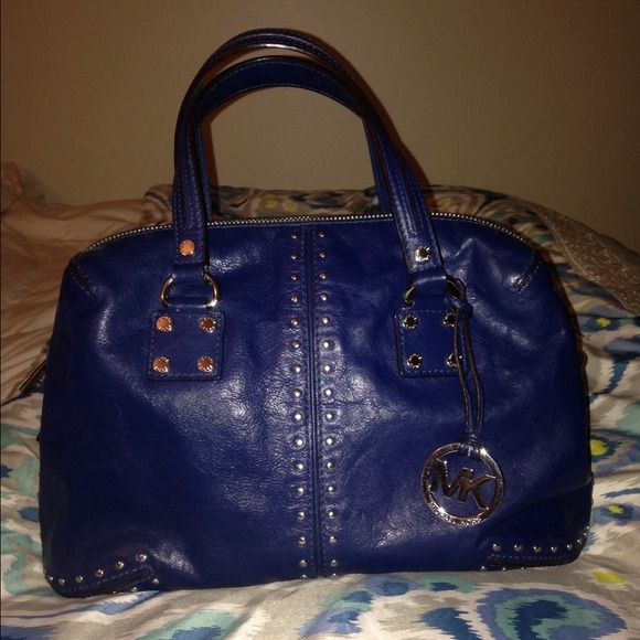 Michael Kors bag, navy blue with silver hardware!