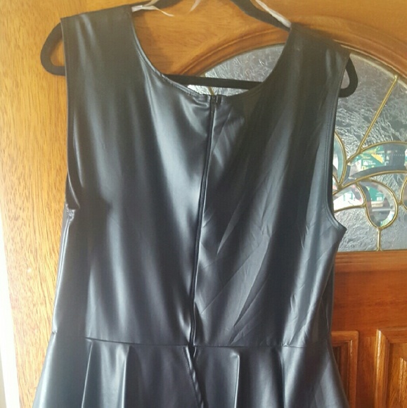 SOLD Peplum Faux Leather Dress - Picture 4 of 4