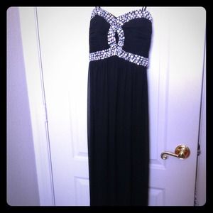 Long black formal dress with rainbow jewels💎