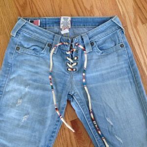 True Religion lace up flare jeans size 25