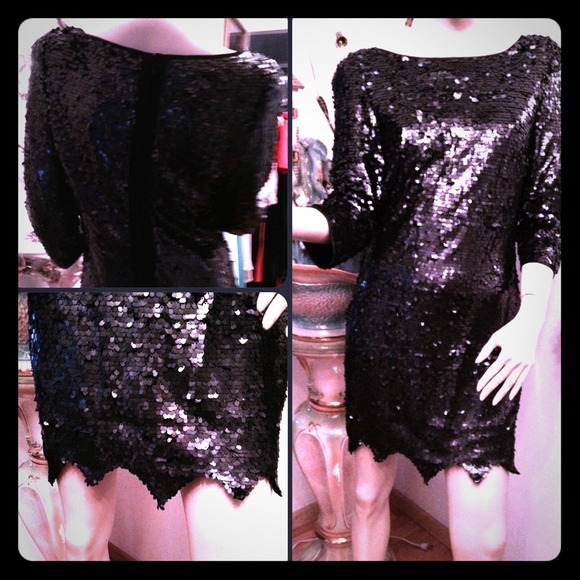 NWOT Black Metallic Shiny full sequin dress