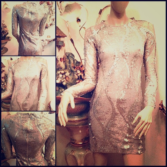 Silver Lace & Sequin Dress