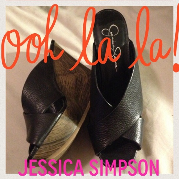 Jessica Simpson black wedge sandals