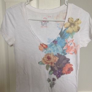 American eagle short sleeve white fitted top.