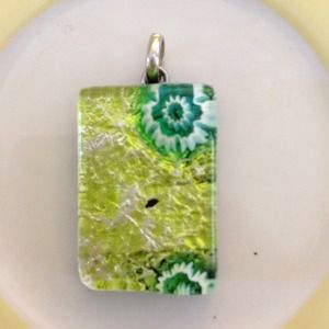 Murano inspired Pendant 18” long