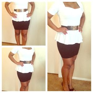 White peplum shirt /black pencil skirt!Combo deal