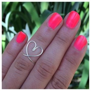 Heart Midi Ring Adjustable Silver