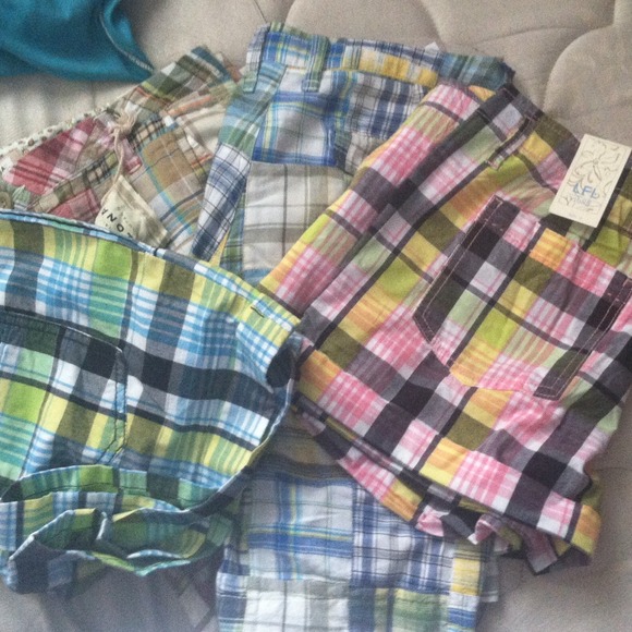 Long and short plaid shorts
