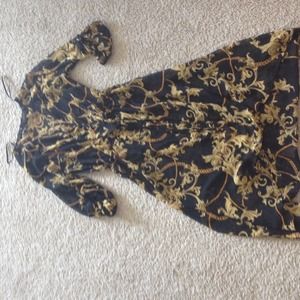 Chiffon gold and black dress