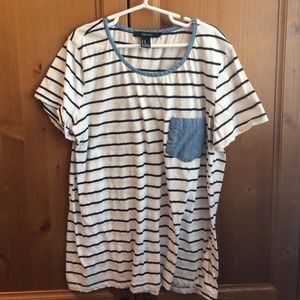 Striped jean pocket top