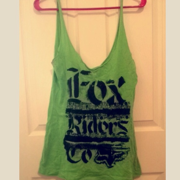 Bright green spaghetti strap Fox shirt