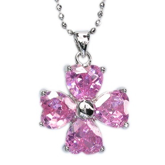 Cute pink ruby flower necklace