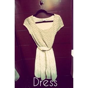 White and Beige Short Dress